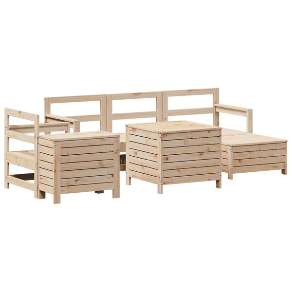 vidaXL Set Divani da Giardino 7 pz in Legno Massello di Pino