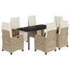 vidaXL Set da Pranzo da Giardino 7 pz con Cuscini Beige in Polyrattan