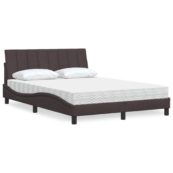 vidaXL Letto con Materasso Hanko Marrone Scuro 140x190cm Tessuto