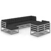 vidaXL Set Divani da Giardino 9 pz con Cuscini Grigio Massello di Pino