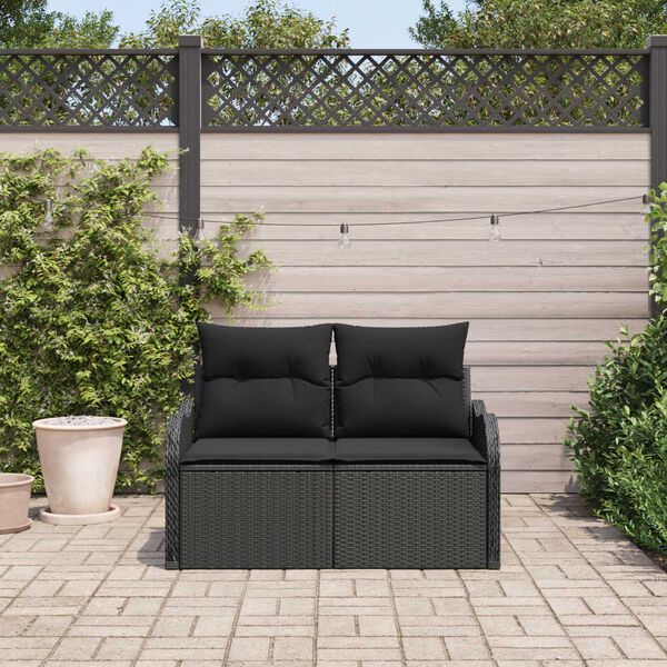 vidaXL Divano da giardino Nero 121 x 62 x 69cm polyrattan