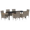 vidaXL Set da Pranzo per Giardino con cuscino 7 pcs Grigio polyrattan