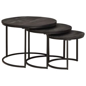 vidaXL Tavoli da Caff&egrave; Nido 3 pz Nero 54 x 54 x 40 cm