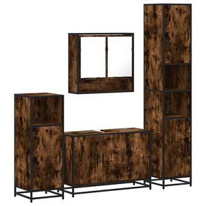 vidaXL Set Mobili da Bagno 4 pz Rovere Fumo in Legno Multistrato