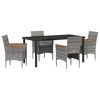 vidaXL Set da Pranzo per Giardino con cuscino 5 pcs Grigio polyrattan