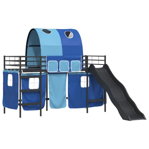 vidaXL Struttura del letto loft per bambini Nero e Blu 74,5 x 190 cm