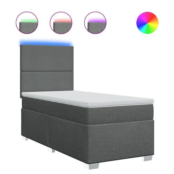 vidaXL Giroletto a Molle con Materasso Grigio Scuro 90x200 cm Tessuto