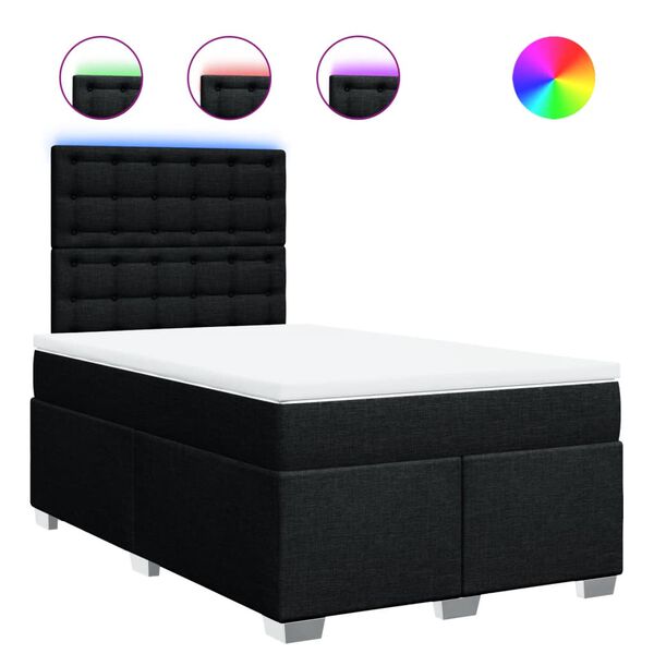 vidaXL Giroletto a Molle con Materasso Nero 120x190 cm in Tessuto