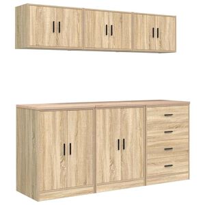 vidaXL Armadi da Garage 6 pz Rovere Sonoma in Legno Multistrato