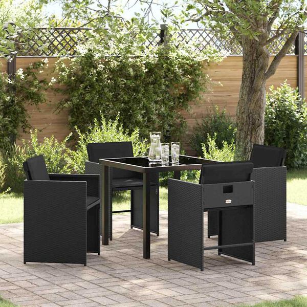 vidaXL Set da Pranzo per Giardino 5 pcs Nero polyrattan