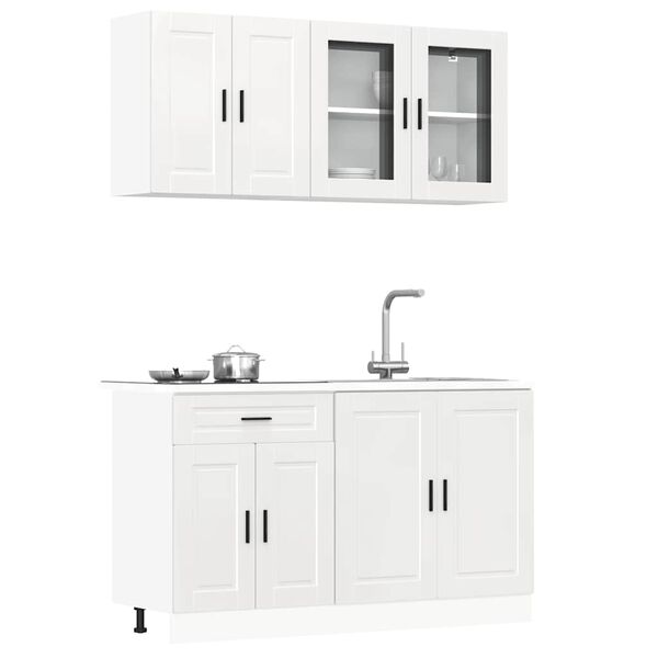 vidaXL Set Mobili da Cucina 4 pz Porto Bianchi Lucido in Truciolato