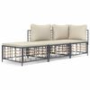 vidaXL Set Divani da Giardino 3 pz con Cuscini Antracite in Polyrattan