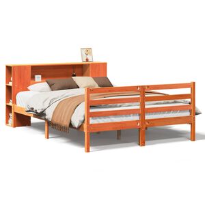 vidaXL Letto Libreria senza Materasso Marrone Cera 160x200 cm in Pino