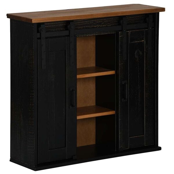 vidaXL Pensile HALDEN 2 Ante Scorrevoli Nero 75x22,5x70 cm Pino