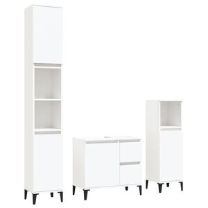 vidaXL Set di Mobili da Bagno 3 pz Bianco in Legno Multistrato