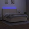 vidaXL Letto a Molle con Materasso e LED Crema 180x200 cm in Tessuto