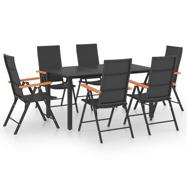 vidaXL Set da Pranzo da Giardino 7 pz Nero e Marrone