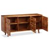 vidaXL Credenza in Legno Massello con Ante Intagliate 160x40x75 cm
