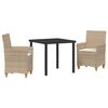vidaXL Set da Pranzo per Giardino 3 pz Beige polyrattan