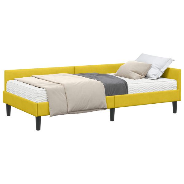 vidaXL Struttura Letto Angolare con Materasso 2 pcs Giallo Velluto