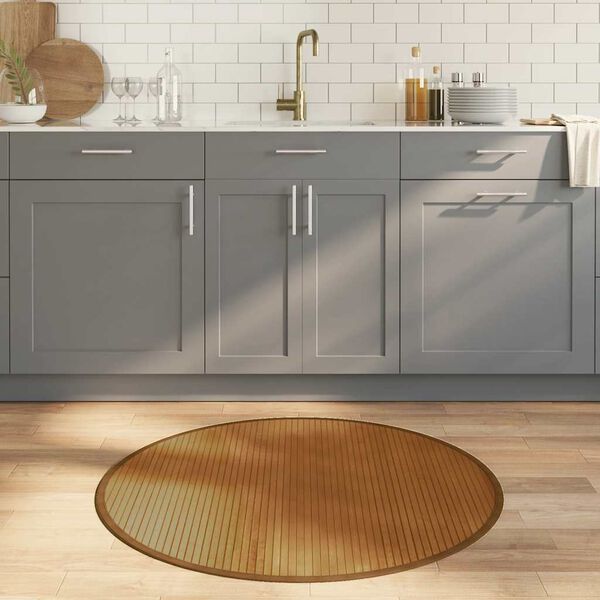 vidaXL Tappeto Rotondo Marrone 100 cm in Bamb&ugrave;
