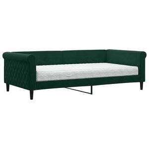 vidaXL Divano Letto con Materasso Verde Scuro 100x200 cm in Velluto