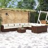 vidaXL Set Divani da Giardino 10 pz con Cuscini in Polyrattan Marrone