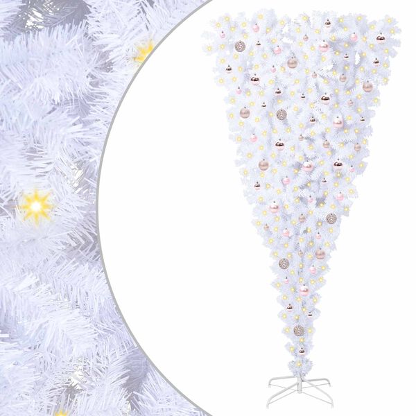 vidaXL Albero di Natale artificiale Bianco 210 cm PVC e Acciaio