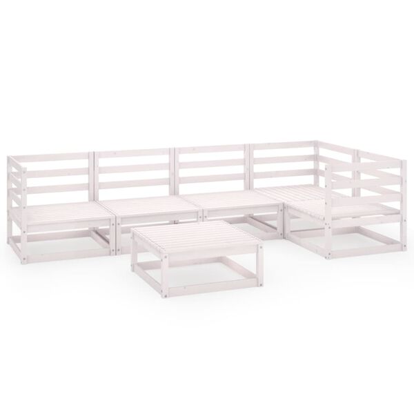 vidaXL Set Divani da Giardino 6 pz Bianco in Legno Massello di Pino