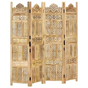 vidaXL Divisorio a 4 Pannelli Intagliato 160x165cm Massello di Mango