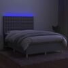 vidaXL Letto a Molle Materasso e LED Grigio Chiaro 140x200 cm Tessuto
