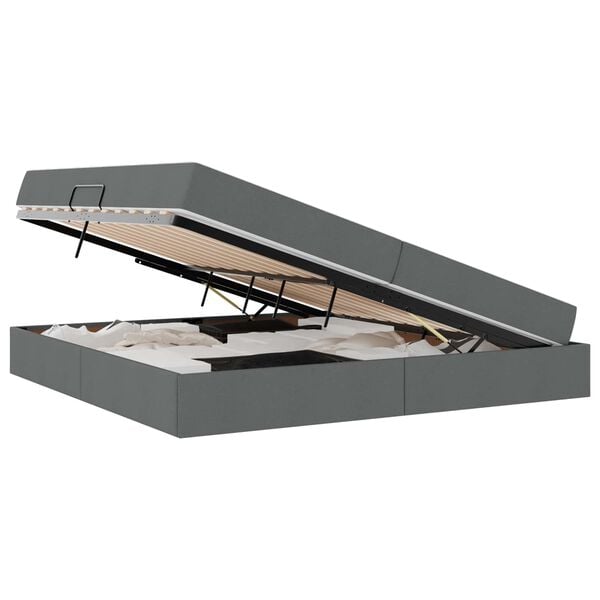 vidaXL Letto con contenitore e materasso Grigio scuro 200 x 200 cm