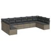 vidaXL Set Divano da Giardino 10 pz con Cuscini Grigio in Polyrattan