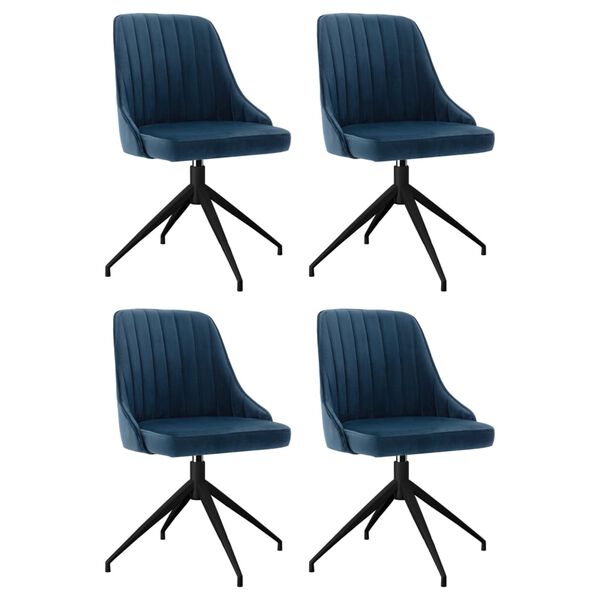 vidaXL Sedie da Pranzo 4 pz Blu in Velluto
