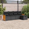 vidaXL Set Divani da Giardino 5 pz con Cuscini in Polyrattan Nero