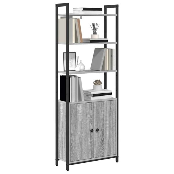 vidaXL Armadio per Libri Grigio Sonoma 60 x 24 x 161 cm