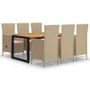 vidaXL Set Mobili da Pranzo per Giardino 7 pz Beige