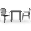 vidaXL Set da Pranzo da Giardino 3 pz Nero in Vetro e Acciaio