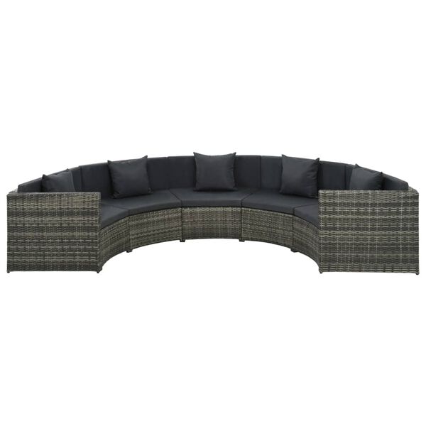 vidaXL Set Divani da Giardino 7 pz con Cuscini in Polyrattan Grigio