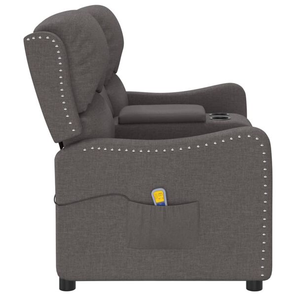 vidaXL Divano Massaggio a 2 Posti con Portabicchieri Grigio Scuro