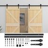 vidaXL Porta scorrevole 2 pcs Naturale e Nero Legno Massello di Pino