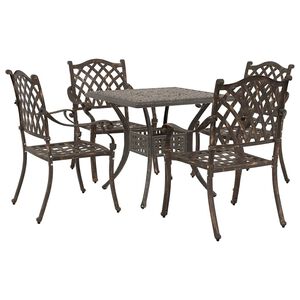 vidaXL Set di Tavolo da Giardino 5 pcs Bronzo Alluminio pressofuso