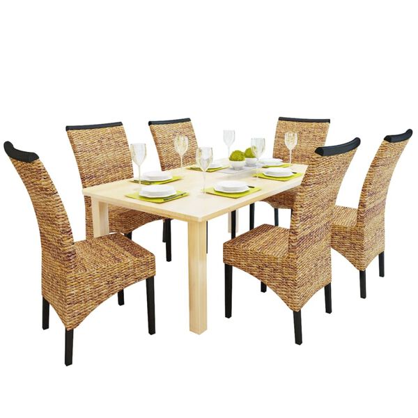 vidaXL Sedie da Pranzo 6 pz in Abaca e Legno Massello di Mango