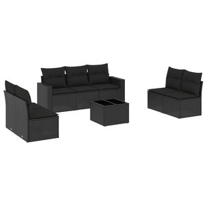 vidaXL Set Divani da Giardino con Cuscini 8 pz Nero in Polyrattan