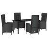 vidaXL Set da Pranzo per Giardino con cuscino 5 pcs Nero polyrattan