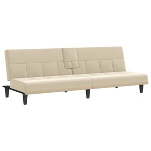 vidaXL Divano Letto con Portabicchieri in Tessuto Crema