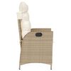 vidaXL Sedia Reclinabile da Giardino con Cuscini Beige in Polyrattan