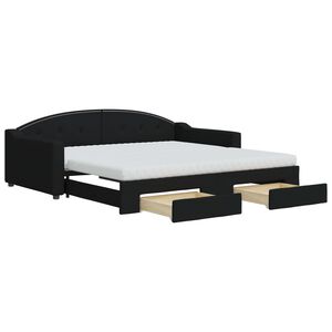 vidaXL Divano Letto Estraibile con Cassetti Nero 100x200 cm in Tessuto