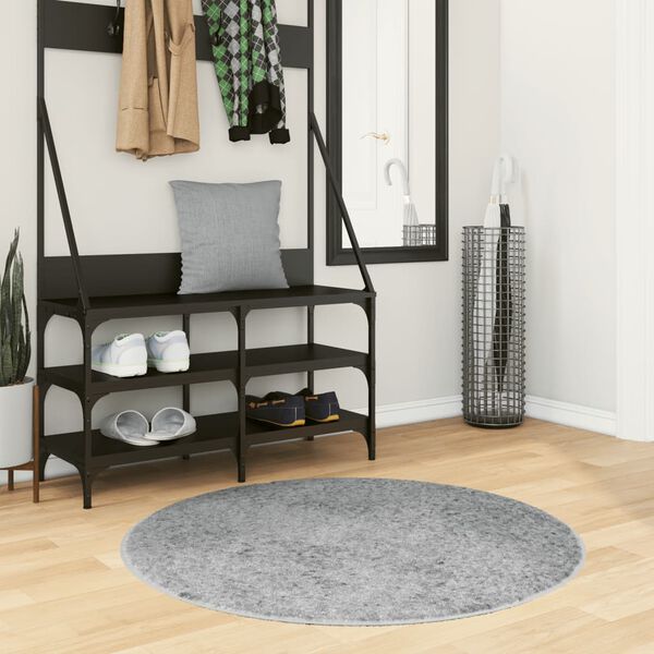vidaXL Tappeto Shaggy PAMPLONA a Pelo Lungo Moderno Grigio &Oslash; 100 cm