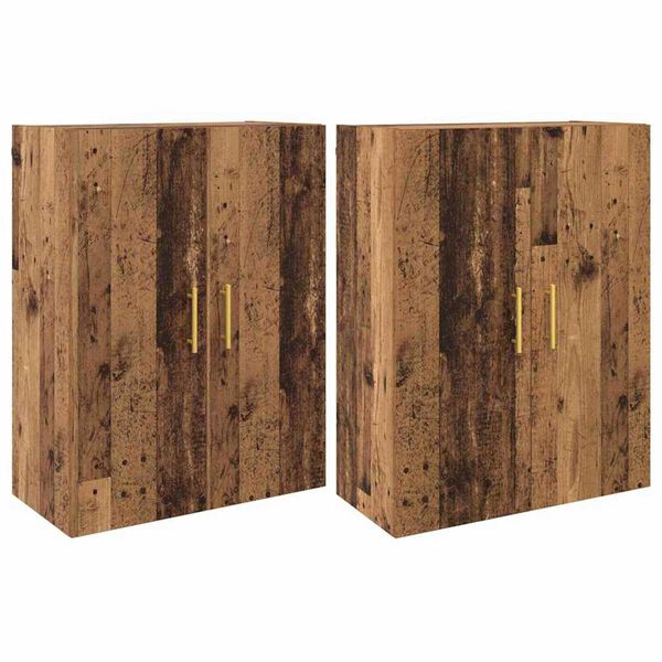 vidaXL Mobiletto a muro 2 pcs Legno vecchio 69,5 x 34 x 90 cm